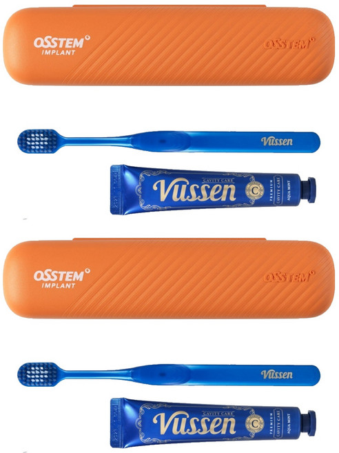 오스템 여행 휴대용 양치키트 뷰센 C 충치케어 치약 40g + 칫솔 세트, 2세트