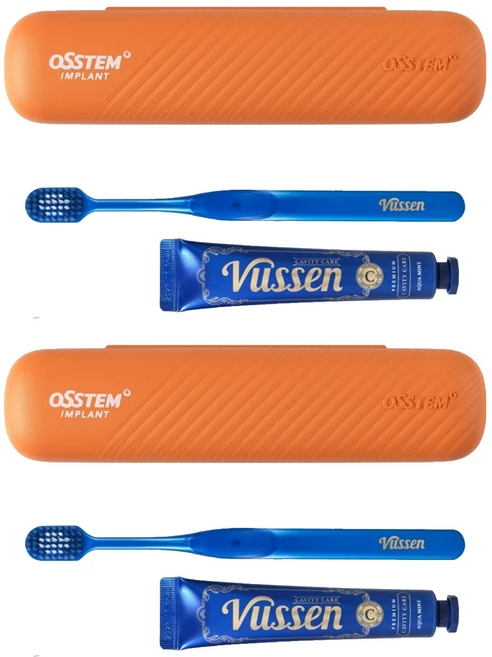 오스템 여행 휴대용 양치키트 뷰센 C 충치케어 치약 40g + 칫솔 세트, 2세트 - 쿠팡