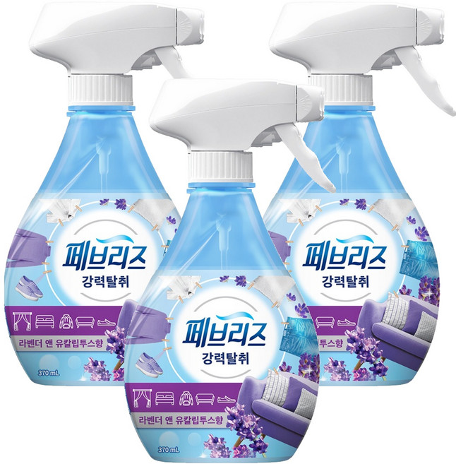 페브리즈 강력 섬유탈취제 라벤더 앤 유칼립투스향 본품, 370ml, 3개