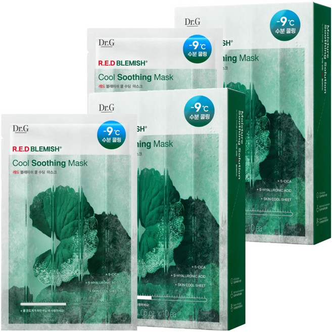 닥터지 레드 블레미쉬 쿨 수딩 마스크, 10개입, 2개