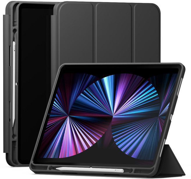 신지모루 스마트커버 펜슬 수납 태블릿 케이스, 블랙, 1개