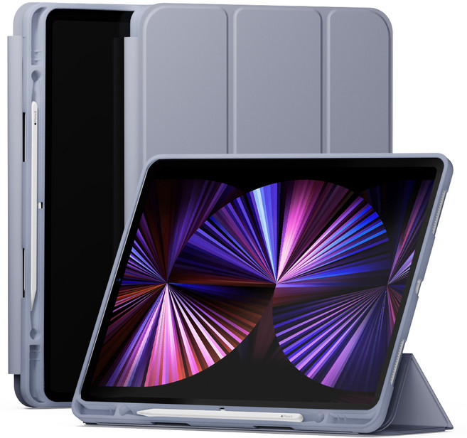 신지모루 스마트커버 펜슬 수납 태블릿 케이스, 라벤더 퍼플, 1개