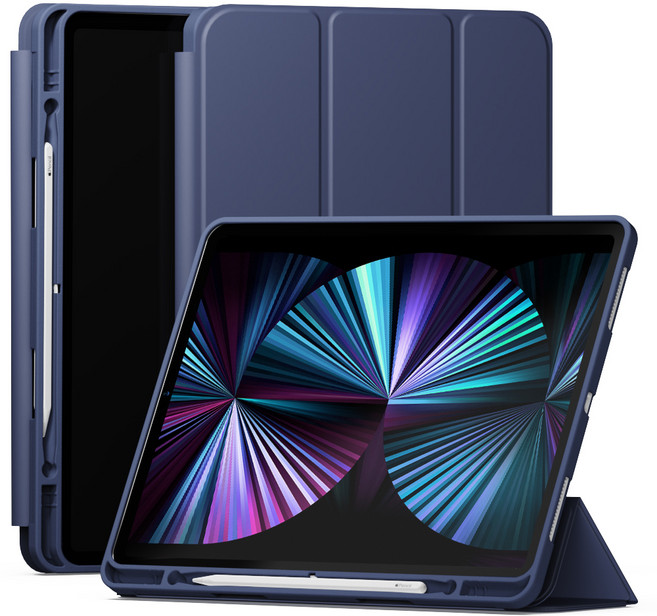 신지모루 스마트커버 펜슬 수납 태블릿 케이스, 네이비, 1개