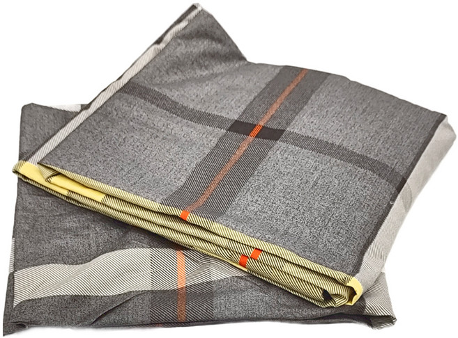 小銅板 半透光窗簾 2片, 深灰格紋