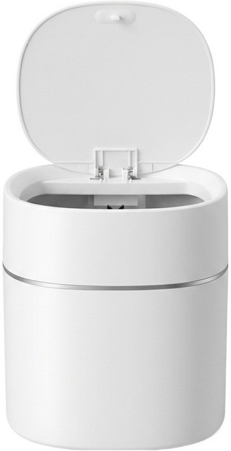 앞날창창 미니 뚜껑형 쓰레기통 탁상용 휴지통, 둥근사각형 화이트