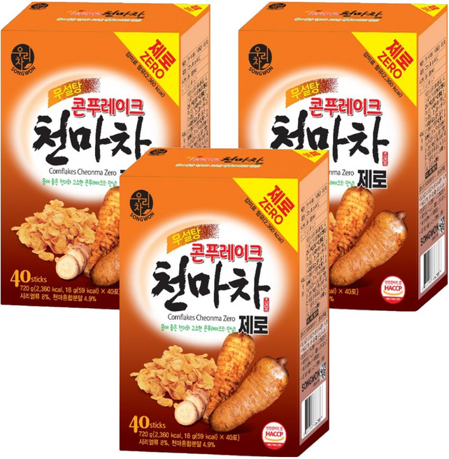 우리차 콘푸레이크 제로 천마차, 18g, 40개입, 3개