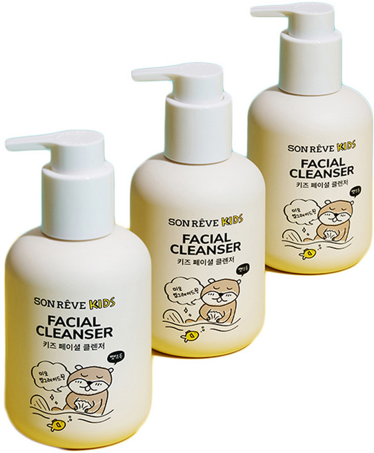 쏭레브 키즈 페이셜 클렌저 사탕향, 180ml, 3개