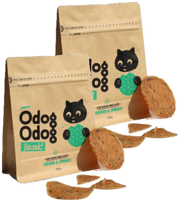 스위피 반려동물 오독오독 바삭 생식 간식, 시금치, 120g, 2개