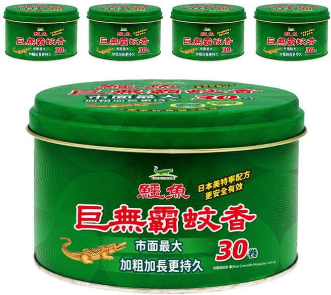 鱷魚 蚊香 優 30卷, 577.5g, 5罐