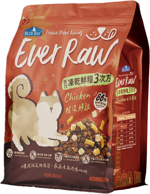 BLUE BAY 倍力 Ever Raw 凍乾鮮糧三次方 狗飼料, 搖滾鮮雞, 1.36kg, 1袋