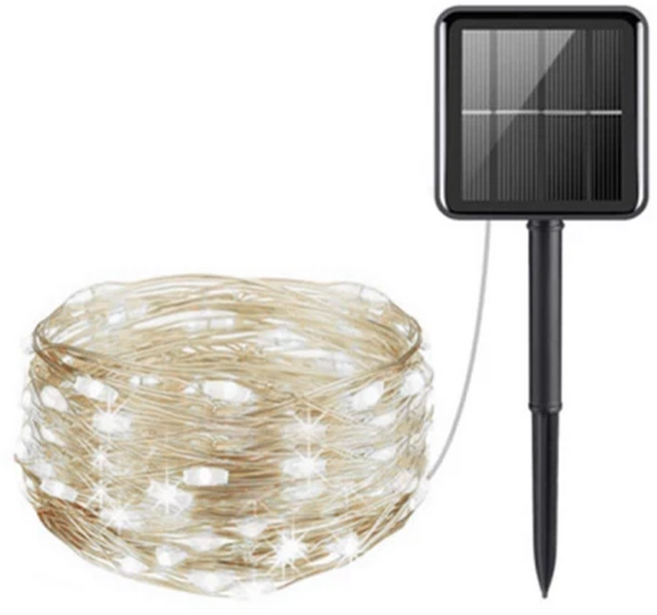 WIDE VIEW 20米200燈 LED燈芯 戶外防水防雨防雷, 太陽能裝飾燈串 黑色, 1個