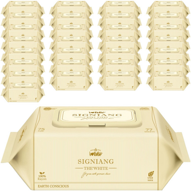 아이러브베베 시그니앙 더화이트 물티슈 캡형, 75g, 77매, 40개