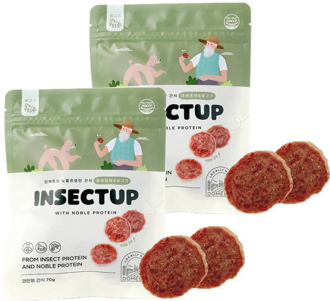 인섹트업 노블프로틴 저알러지 동전져키 강아지간식, 말고기맛, 70g, 2개