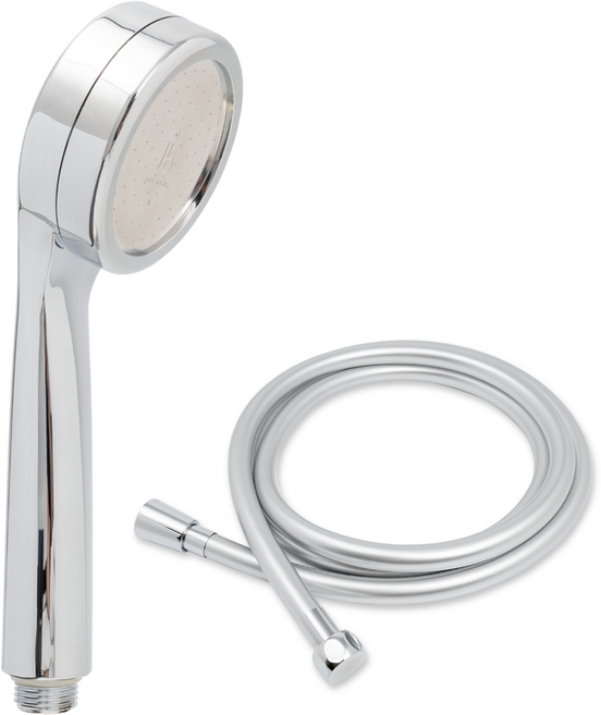 제일바스 샤워기 헤드 + 물때방지 PVC 호스 1.5m, 1세트, 실버