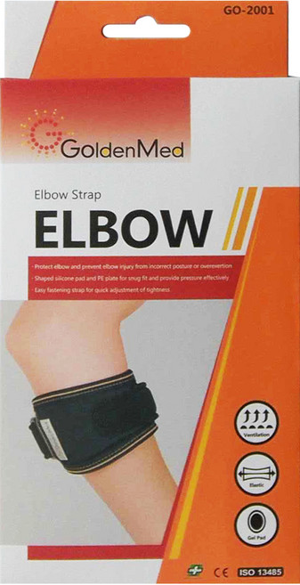 GoldenMed 矽膠網球肘束帶, 黑色, 1個
