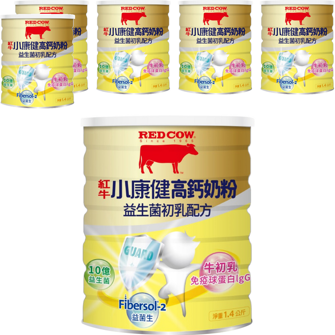 RED COW 紅牛 小康健高鈣奶粉 益生菌初乳配方, 1.4kg, 6罐