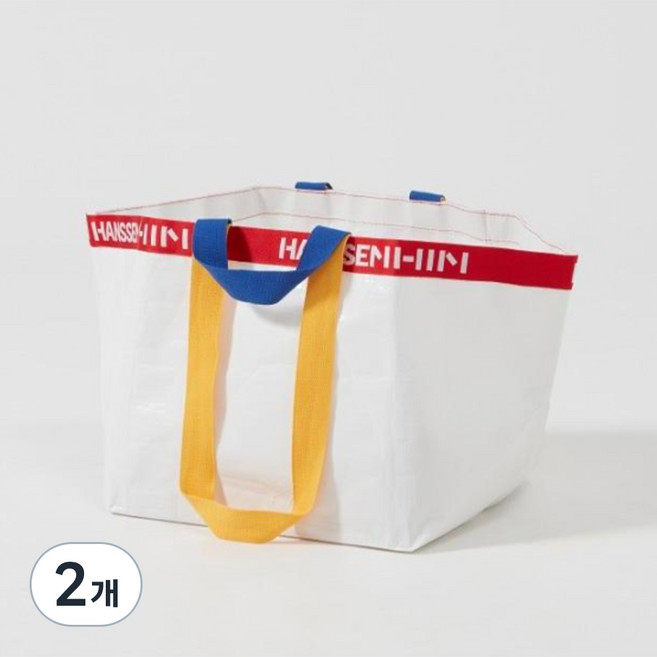 HANSSEM 防水布多用途購物袋 M, 2個, 白色