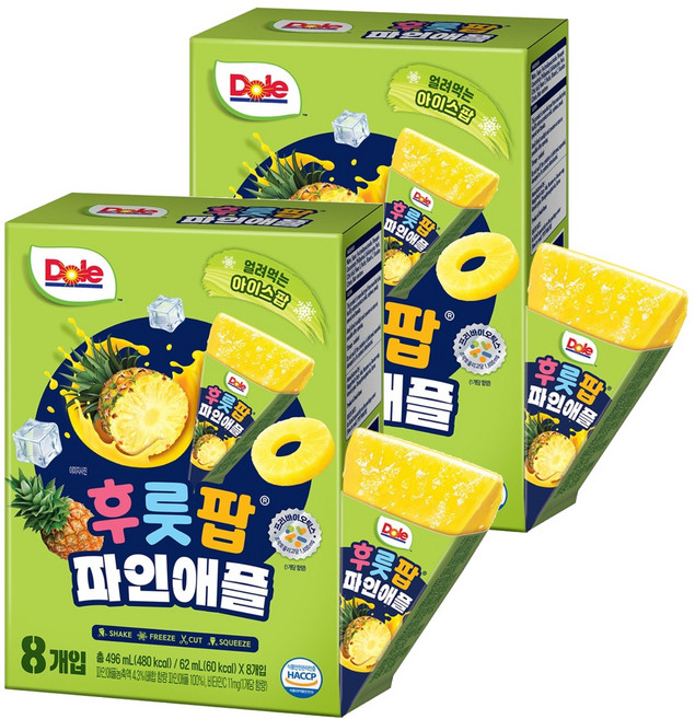 Dole 都樂 水果冰棒 鳳梨 8入, 62ml, 2個