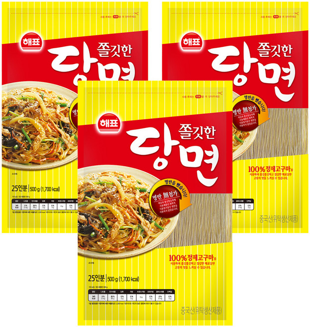 해표 쫄깃한 당면, 500g, 3개