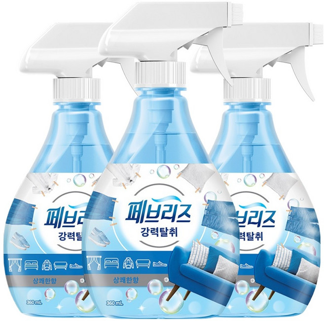 페브리즈 섬유탈취제 상쾌한향 본품, 360ml, 3개