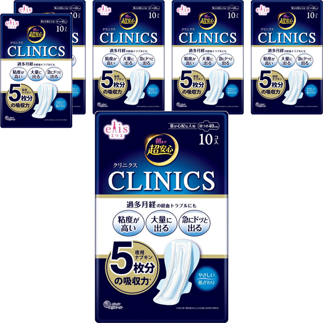 elleair 艾黎艾爾 elis 愛麗思 日本原裝進口 超安心衛生棉 夜用, 40cm, 10片, 6包