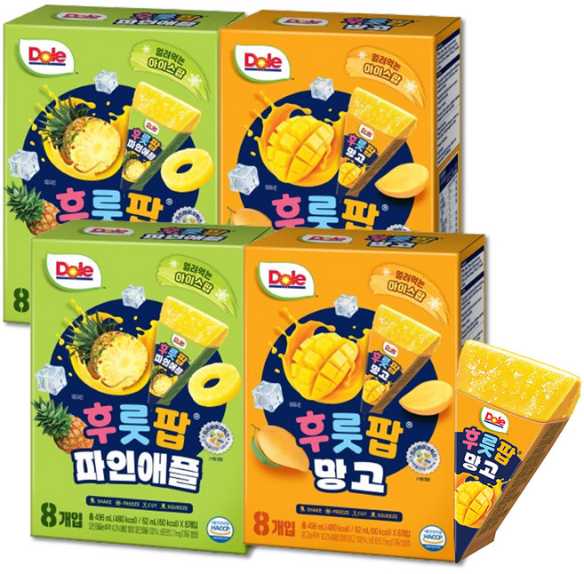 돌 후룻팝 파인애플 16p + 망고 16p, 496ml, 4박스