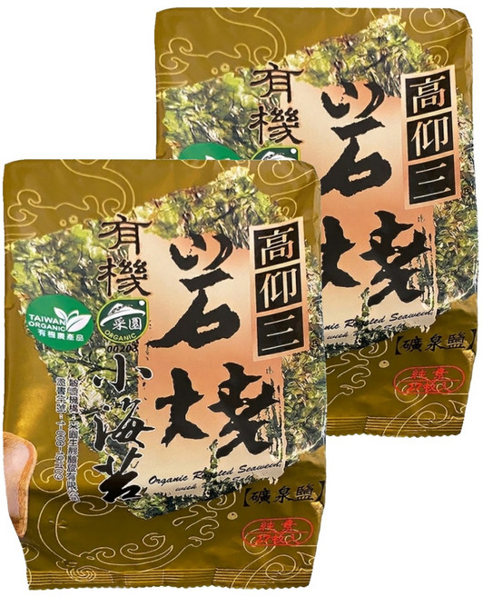 高仰三 有機岩燒小海苔 9切 27枚, 11g, 2包
