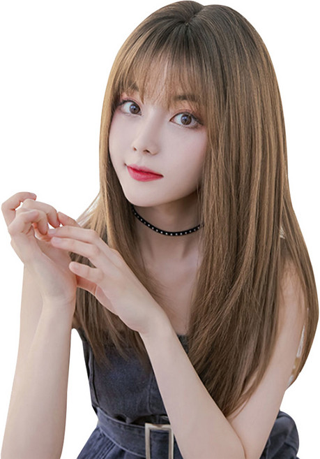 VV GABAL 女性長直髮整頂假髮 Barbie King, 黃棕色, 1個