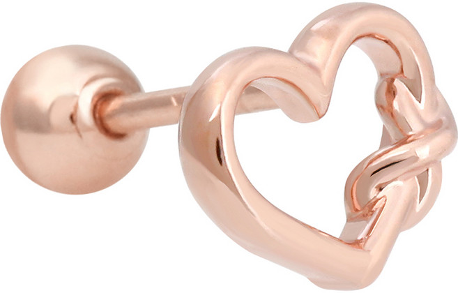 여성용 14K 로즈골드 꼬임 하트 금침 한쪽 피어싱 JK111 + 선물케이스