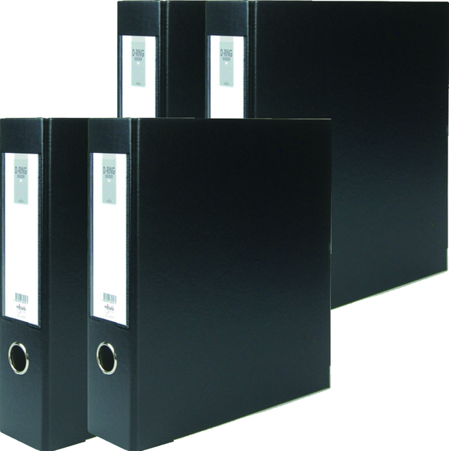 마이다스 D링 합지 바인더 명찰형 3공 A4 7cm, 흑색, 4개