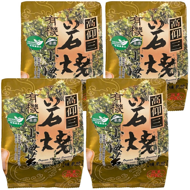 高仰三 有機岩燒小海苔 9切 27枚, 11g, 4包