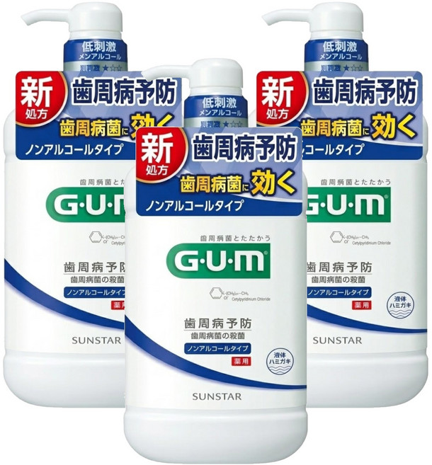 SUNSTAR 三詩達 G.U.M 牙周護理潔齒液 無酒精, 960ml, 3瓶