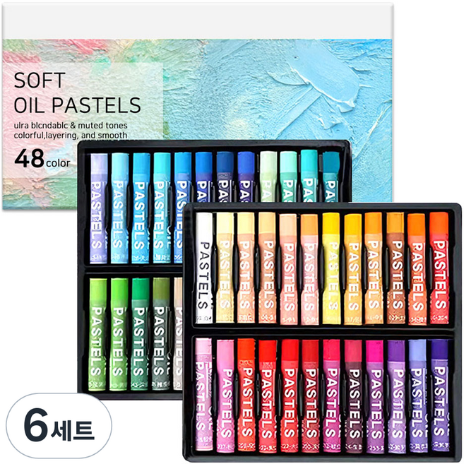 문구담 미술 소프트 오일파스텔, 6세트, 48색