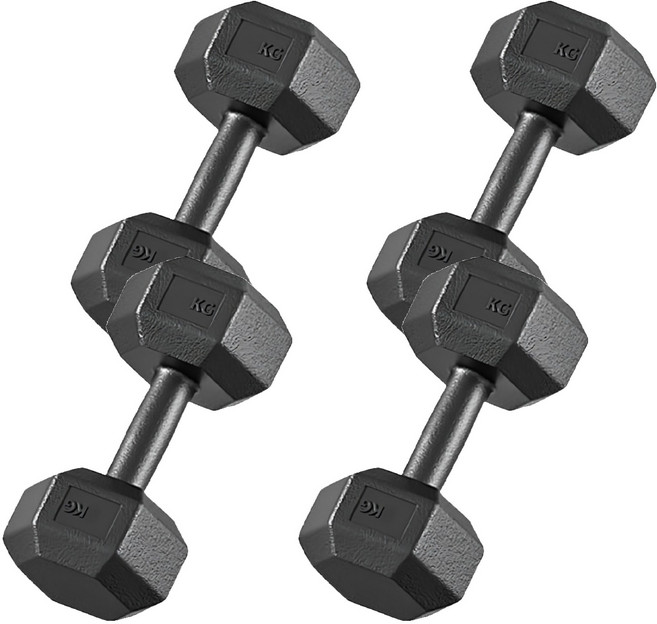 HOME GYM CLUB 居家健身 PVC六角包膠啞鈴, 4個, 10kg