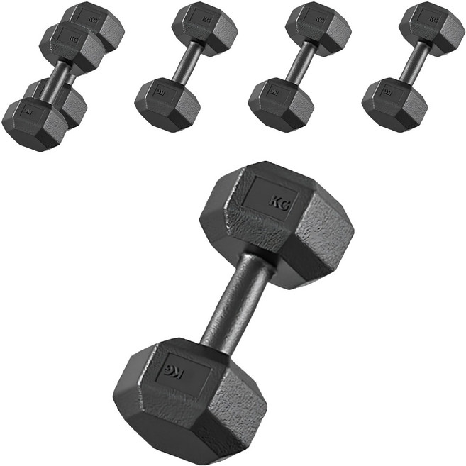 HOME GYM CLUB 居家健身 PVC六角包膠啞鈴, 6個, 10kg