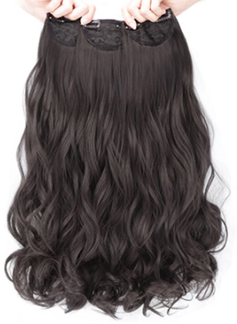 뿌이뿌이가발 붙임머리 부분 웨이브 피스가발 50cm, 다크브라운, 3개