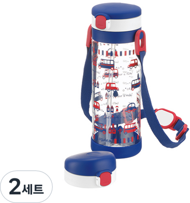 릿첼 AQ 머그 빨대컵 스텝업 세트, 450ml, 2세트, 네이비블루