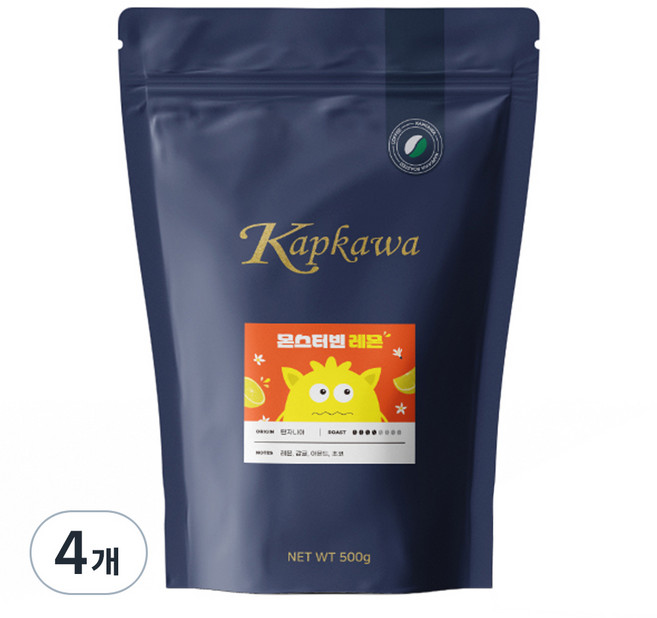 캅카와 몬스터빈 레몬 원두, 에스프레소(고움), 500g, 4개