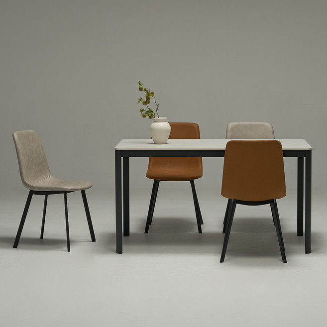 보니애가구 에븐 포세린 1200 부채꼴 세라믹식탁 + 의자 4p 세트 4인용 방문설치, 아티쿠스그레이+블랙(식탁), 루트베이지, 브라운(의자), 일반의자 4