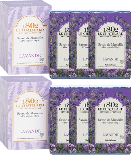 르샤트라1802 마르세유 세수비누 라벤더플라워향, 100g, 6개입