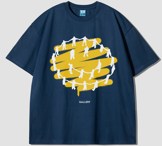 그랜피니 어센틱 오버핏 스마일 투게더 프린팅 라운드 20수 통기성 반팔 티셔츠