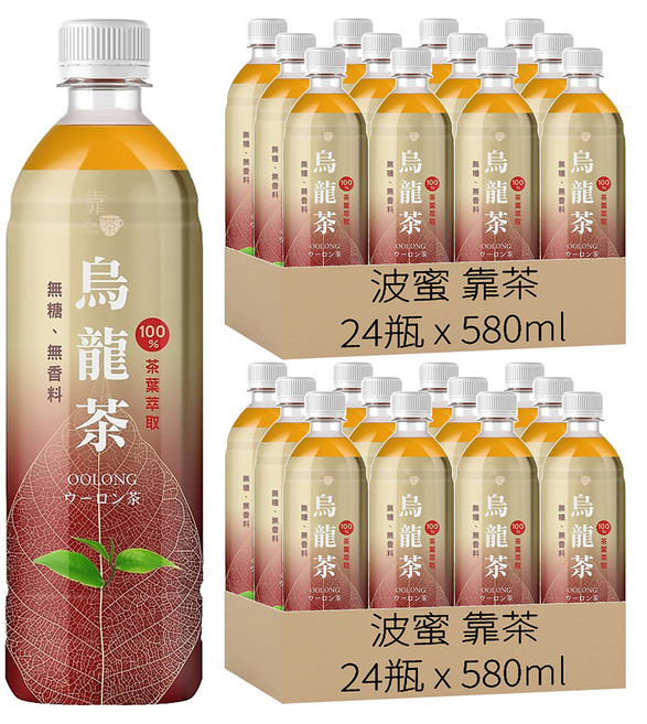 波蜜 靠茶 烏龍茶, 580ml, 48瓶