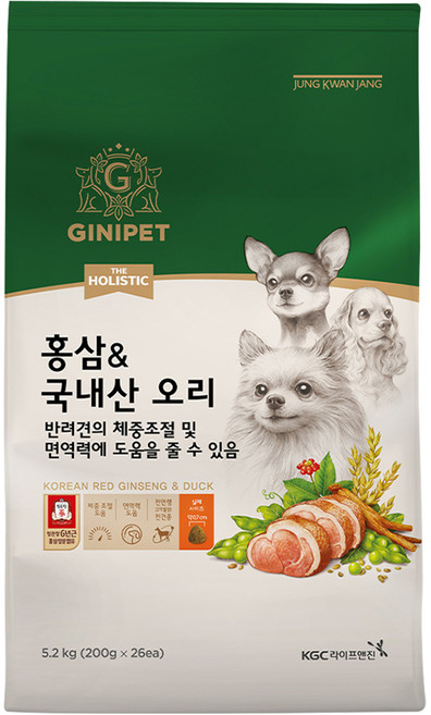 정관장 지니펫 강아지 더홀리스틱 홍삼 앤 기능성 사료, 다이어트(체중감소), 5.2kg, 1개