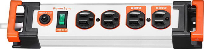 PowerSync 群加 1開4插鋁合金防雷擊抗搖擺延長用電源線組 TL4W9018, 1.8m, 白色, 1條