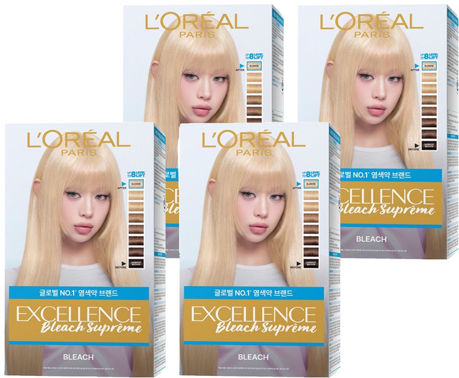 로레알파리 엑셀랑스 블리치 슈프림 손상적은 탈색제, 174g, 4개