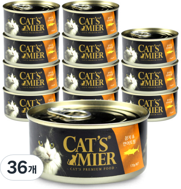 캣츠미어 고양이캔, 연어+참치, 170g, 36개