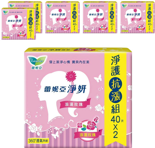 Laurier 蕾妮亞 台灣公司貨 淨妍護墊 浪漫玫瑰微香, 14cm, 80片, 6組