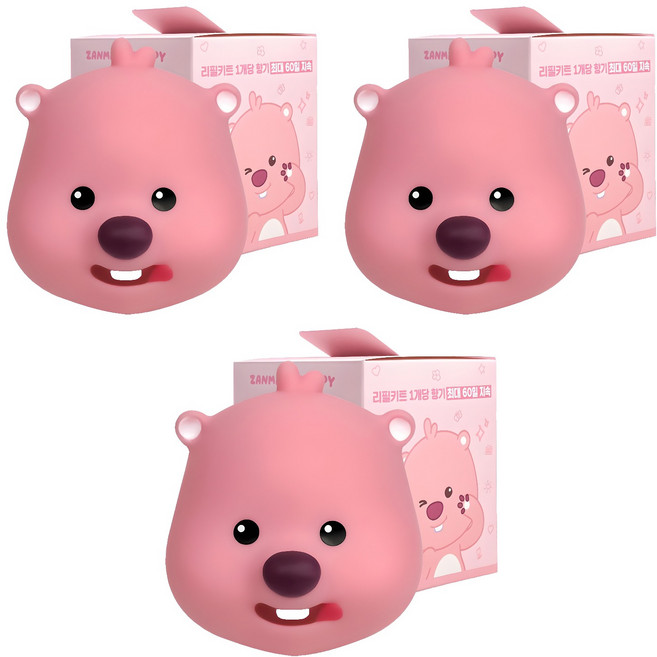 벨르아망 잔망루피 빅페이스 차량용 방향제 군침루피, 3개, 화이트 머스크