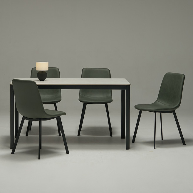 보니애가구 에븐 포세린 1200 부채꼴 세라믹식탁 + 의자 4p 세트 4인용 방문설치, 아티쿠스그레이+블랙(식탁), 퍼니그린(의자), 일반의자 4