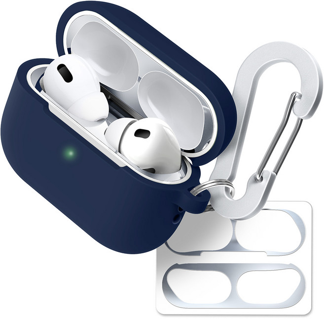 슈퍼디비전 실루엣 반투명 실리콘 케이스 + 키링 + 카라비너 + 철가루방지 스티커 세트, 에어팟 프로3, 헤링, 1세트